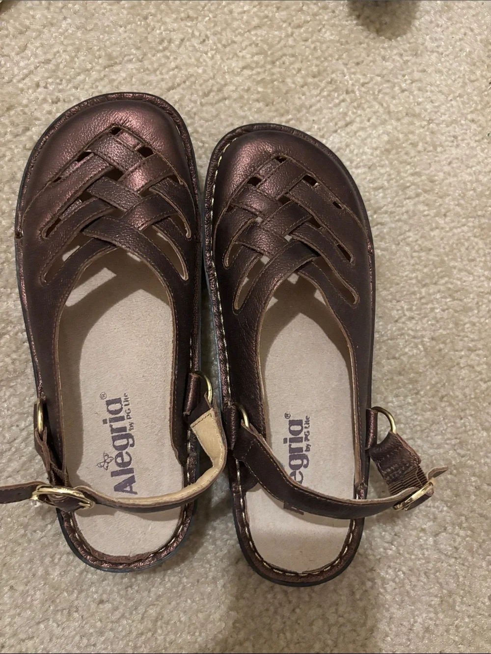 Alegria Women's Dark Brown Woven Leather Slingback Flats